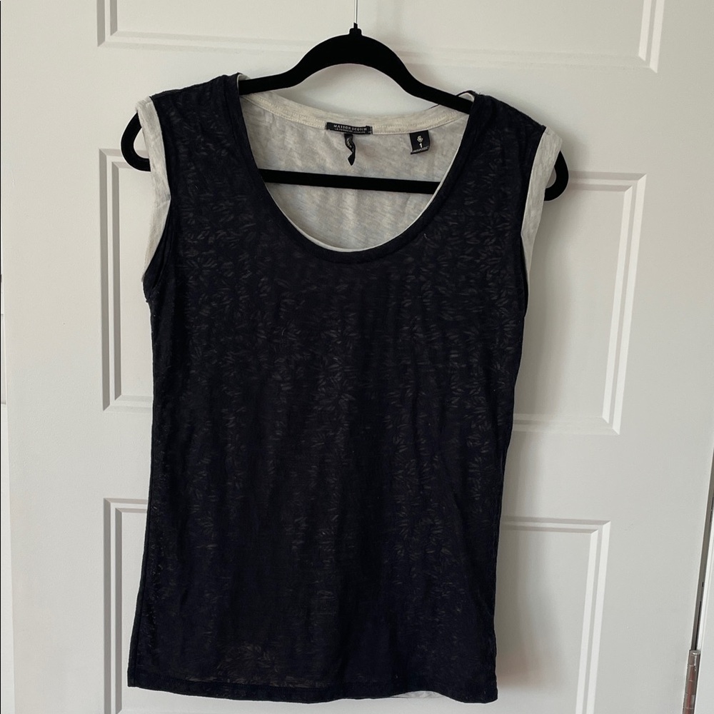 Scotch & Soda Navy and Cream Muscle Tee